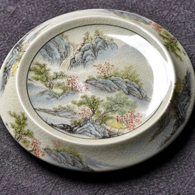 Jindezhen Gu Ru Ice Crackle Ceramic Tea Tray | Pot Stand [Jiangshan Keran/Zhi Ci Qinglu]