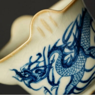 Jindezhen Gu Ru Ice Crackle Ceramic Travel Tea Set [Qinghua Dragon]