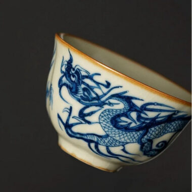 Jindezhen Gu Ru Ice Crackle Ceramic Travel Tea Set [Qinghua Dragon]