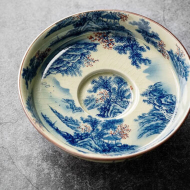 Jindezhen Ice Crackle Ceramic Sancai Gaiwan [Jiangshan Ke Ran Series – Jiangjun] 165ml