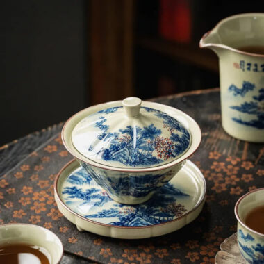 Jindezhen Ice Crackle Sancai Gaiwan [Jiangshan Ke Ran Series – Straw Hat] 130ml