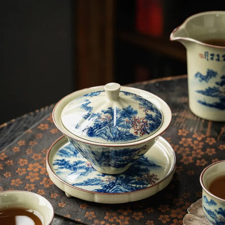 Jindezhen Ice Crackle Sancai Gaiwan [Jiangshan Ke Ran Series – Straw Hat] 130ml