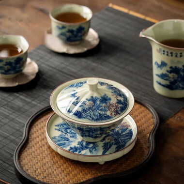 Jindezhen Ice Crackle Sancai Gaiwan [Jiangshan Ke Ran Series – Straw Hat] 130ml