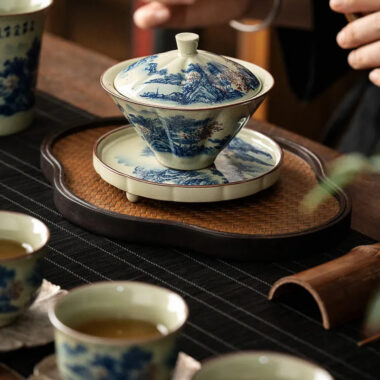 Jindezhen Ice Crackle Sancai Gaiwan [Jiangshan Ke Ran Series – Straw Hat] 130ml