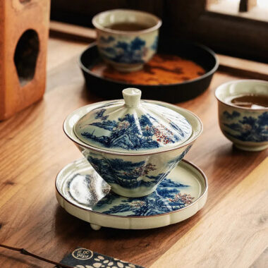 Jindezhen Ice Crackle Sancai Gaiwan [Jiangshan Ke Ran Series – Straw Hat] 130ml