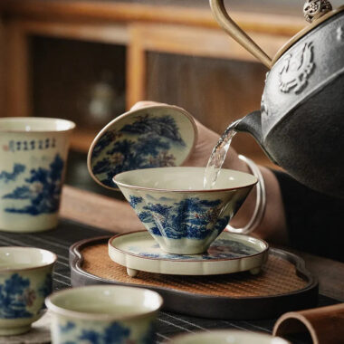 Jindezhen Ice Crackle Sancai Gaiwan [Jiangshan Ke Ran Series – Straw Hat] 130ml