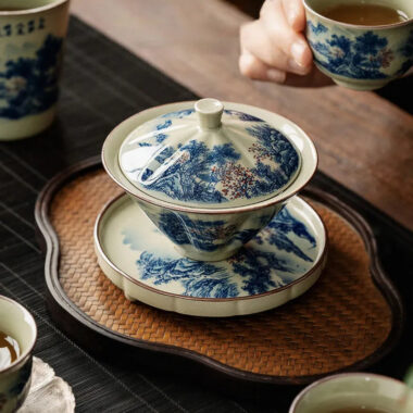 Jindezhen Ice Crackle Sancai Gaiwan [Jiangshan Ke Ran Series – Straw Hat] 130ml