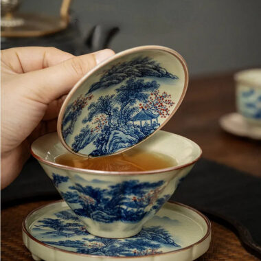 Jindezhen Ice Crackle Sancai Gaiwan [Jiangshan Ke Ran Series – Straw Hat] 130ml
