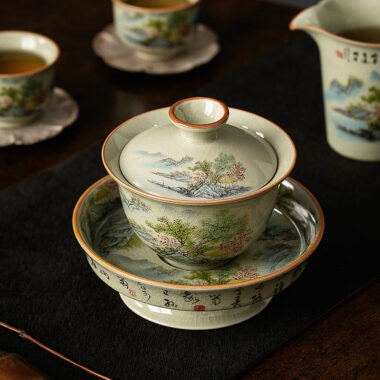 Jindezhen Ice Crackle Sancai Gaiwan [Zhi Ci Qinglu Series – Jiangjun] 165ml