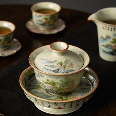 Jindezhen Ice Crackle Sancai Gaiwan [Zhi Ci Qinglu Series – Jiangjun] 165ml