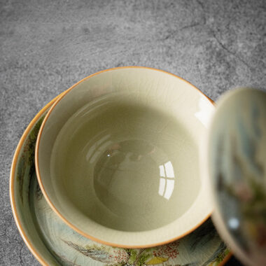 Jindezhen Ice Crackle Sancai Gaiwan [Zhi Ci Qinglu Series – Jiangjun] 165ml