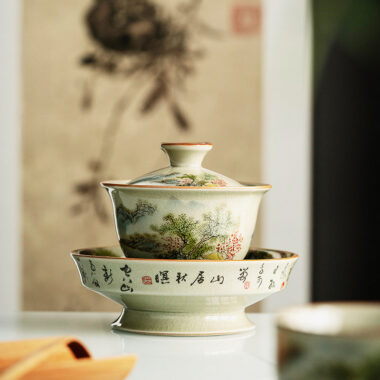 Jindezhen Ice Crackle Sancai Gaiwan [Zhi Ci Qinglu Series – Jiangjun] 165ml