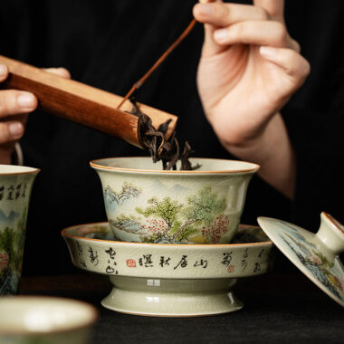 Jindezhen Ice Crackle Sancai Gaiwan [Zhi Ci Qinglu Series – Jiangjun] 165ml