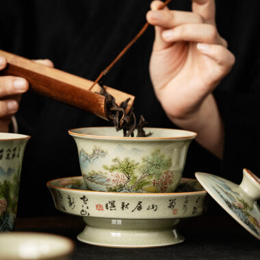 Jindezhen Ice Crackle Sancai Gaiwan [Zhi Ci Qinglu Series – Jiangjun] 165ml