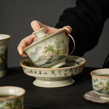 Jindezhen Ice Crackle Sancai Gaiwan [Zhi Ci Qinglu Series – Jiangjun] 165ml