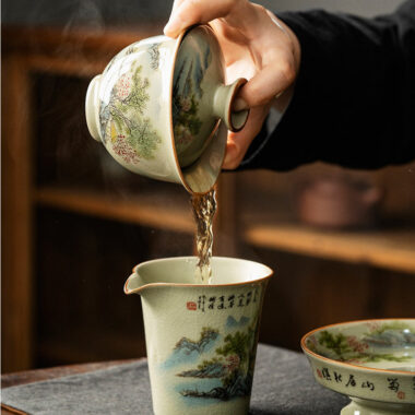 Jindezhen Ice Crackle Sancai Gaiwan [Zhi Ci Qinglu Series – Jiangjun] 165ml