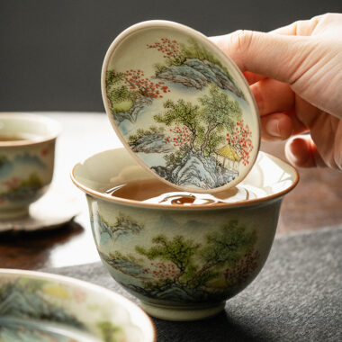 Jindezhen Ice Crackle Sancai Gaiwan [Zhi Ci Qinglu Series – Jiangjun] 165ml