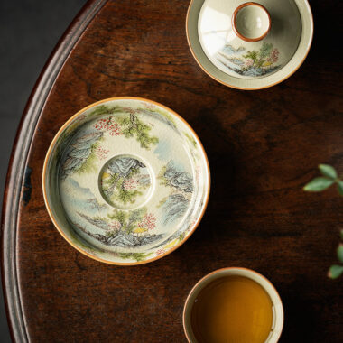 Jindezhen Ice Crackle Sancai Gaiwan [Zhi Ci Qinglu Series – Jiangjun] 165ml