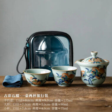 Jindezhen Tian Qing Ru Ice Crackle Ceramic Travel Tea Set