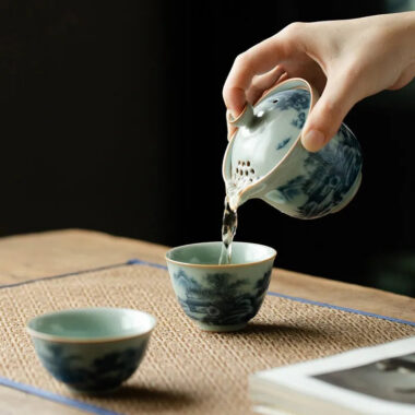 Jindezhen Tian Qing Ru Ice Crackle Ceramic Travel Tea Set