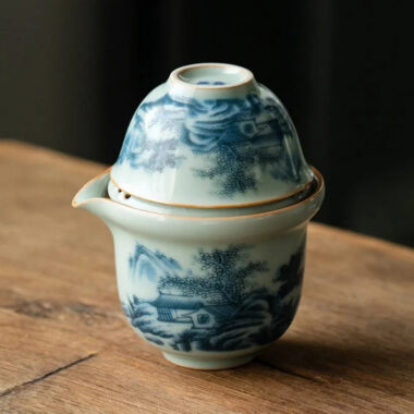 Jindezhen Tian Qing Ru Ice Crackle Ceramic Travel Tea Set