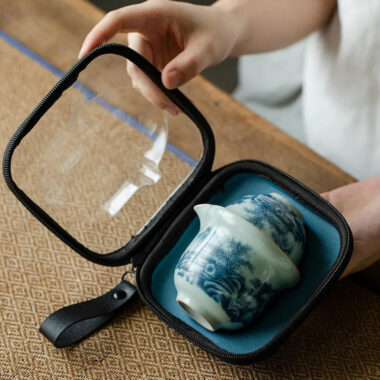 Jindezhen Tian Qing Ru Ice Crackle Ceramic Travel Tea Set