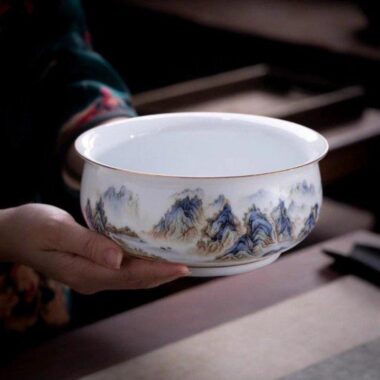 Jingdezhen Qianli Jiangshan Ceramic 12pcs Tea Set / Tea Caddy