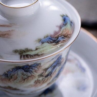 Jingdezhen Qianli Jiangshan Ceramic 12pcs Tea Set / Tea Caddy