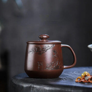 Master Handmade Yixing Zisha Tea Mug [Zhizh Changle] (Zi Ni – 380ml)