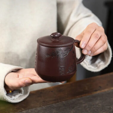 Master Handmade Yixing Zisha Tea Mug [Zhizh Changle] (Zi Ni – 380ml)