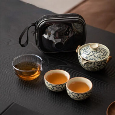 Mihuang Ru Ice Crackle Ceramic Travel Tea Set [Xiangyun]