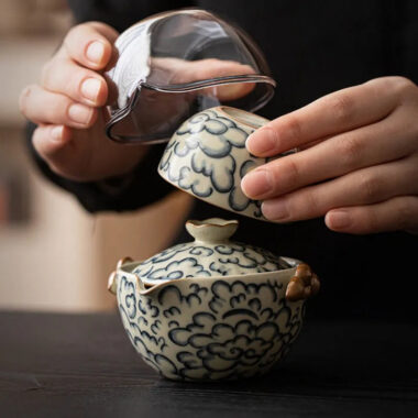 Mihuang Ru Ice Crackle Ceramic Travel Tea Set [Xiangyun]