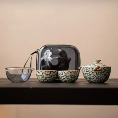 Mihuang Ru Ice Crackle Ceramic Travel Tea Set [Xiangyun]