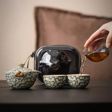 Mihuang Ru Ice Crackle Ceramic Travel Tea Set [Xiangyun]