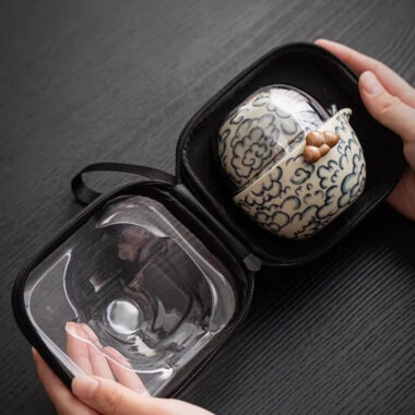 Mihuang Ru Ice Crackle Ceramic Travel Tea Set [Xiangyun]