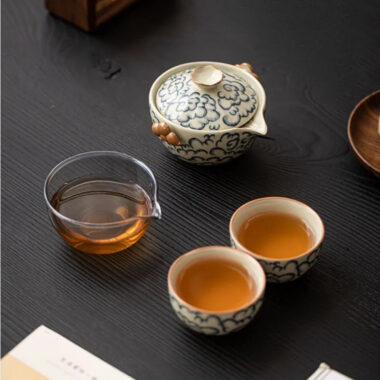 Mihuang Ru Ice Crackle Ceramic Travel Tea Set [Xiangyun]