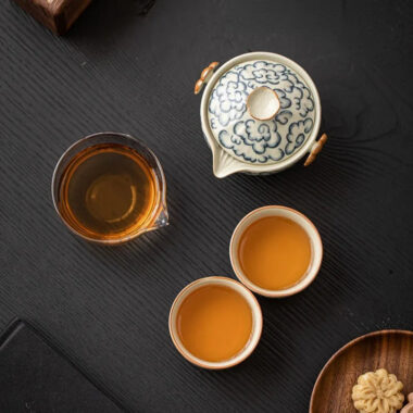 Mihuang Ru Ice Crackle Ceramic Travel Tea Set [Xiangyun]