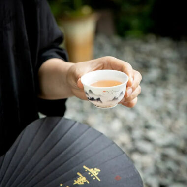 Mutton Fat Jade White Porcelain Tea Cup Gift Set [Sunrise]