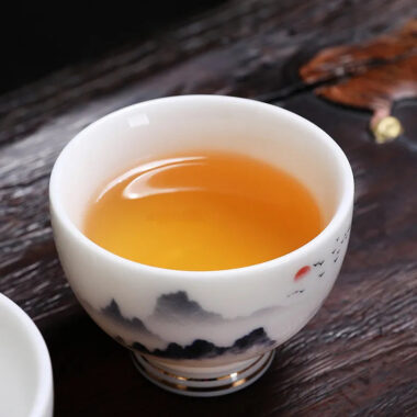 Mutton Fat Jade White Porcelain Tea Cup [Sunrise] 60ml