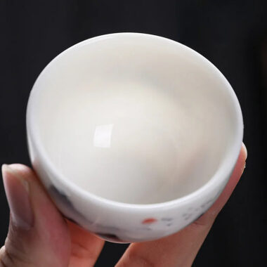 Mutton Fat Jade White Porcelain Tea Cup [Sunrise] 60ml