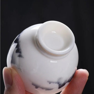 Mutton Fat Jade White Porcelain Tea Cup [Sunrise] 60ml