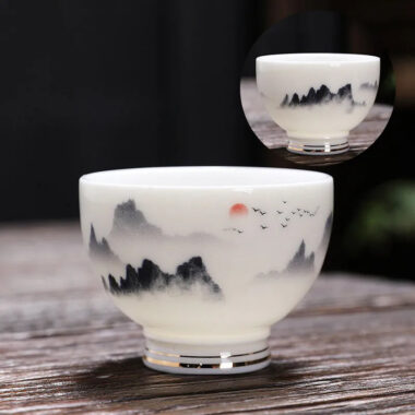 Mutton Fat Jade White Porcelain Tea Cup [Sunrise] 60ml