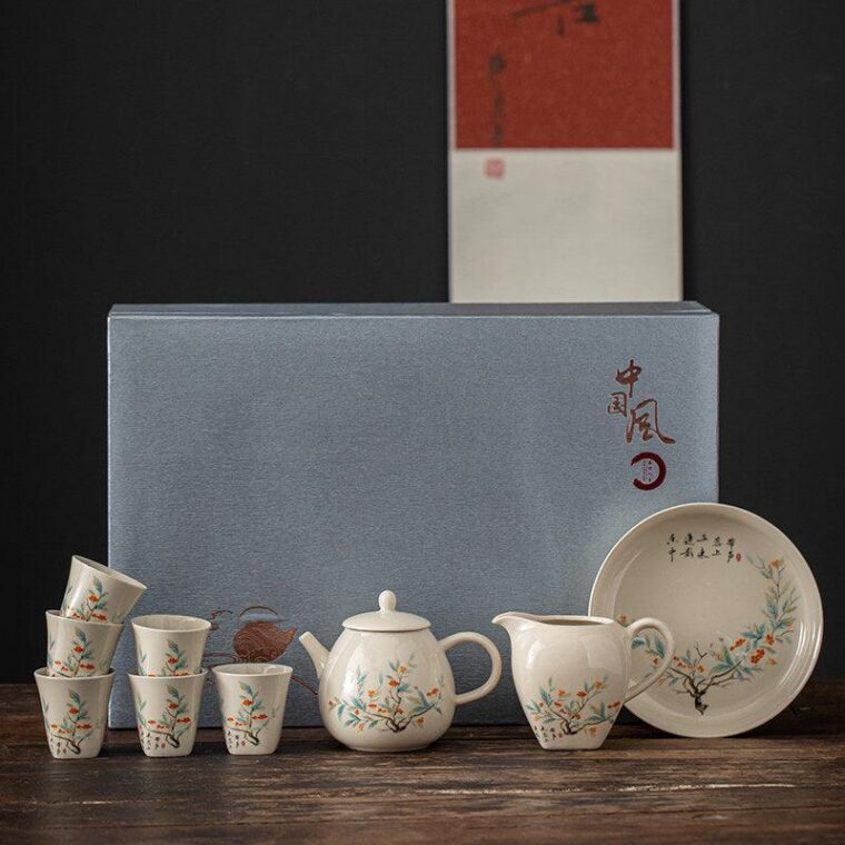Plant Ash Ceramic Gongfu Tea Gift Set