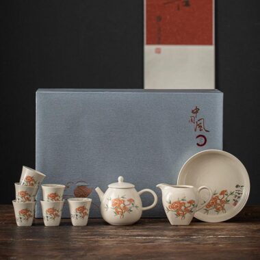 Plant Ash Ceramic Gongfu Tea Gift Set