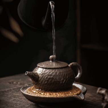 Retro Burn Coarse Pottery Storage Tea Tray | Pot Stand (with Rattan Mat)