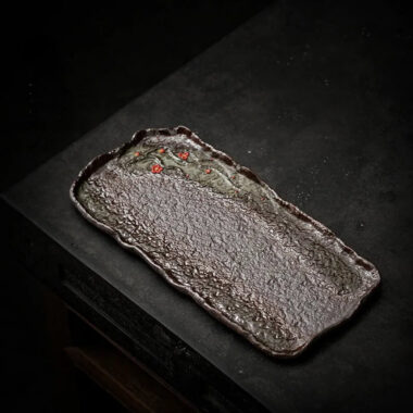 Retro Ceramic [Embossed Plum Blossom] Tea Tray
