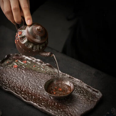 Retro Ceramic [Embossed Plum Blossom] Tea Tray