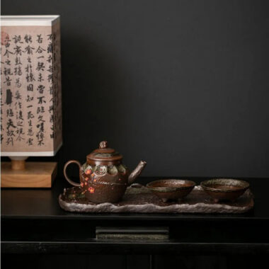 Retro Ceramic [Embossed Plum Blossom] Tea Tray
