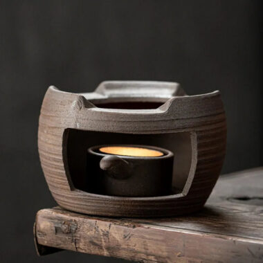 Retro Gilded Coarse Ceramic Candle Burner Tea Warmer [Drum]