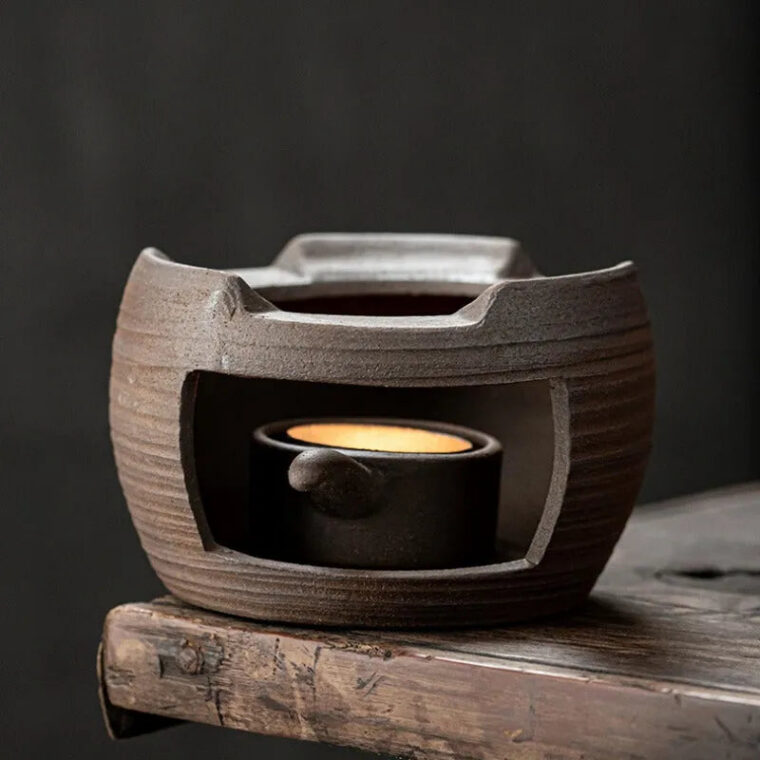 Retro Gilded Coarse Ceramic Candle Burner Tea Warmer [Drum]